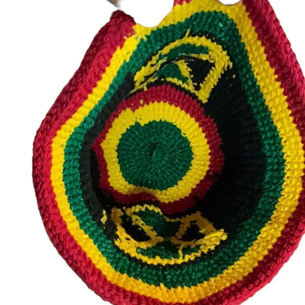 Hand Crafted Crotchet Bucket Hat Rasta Coloring